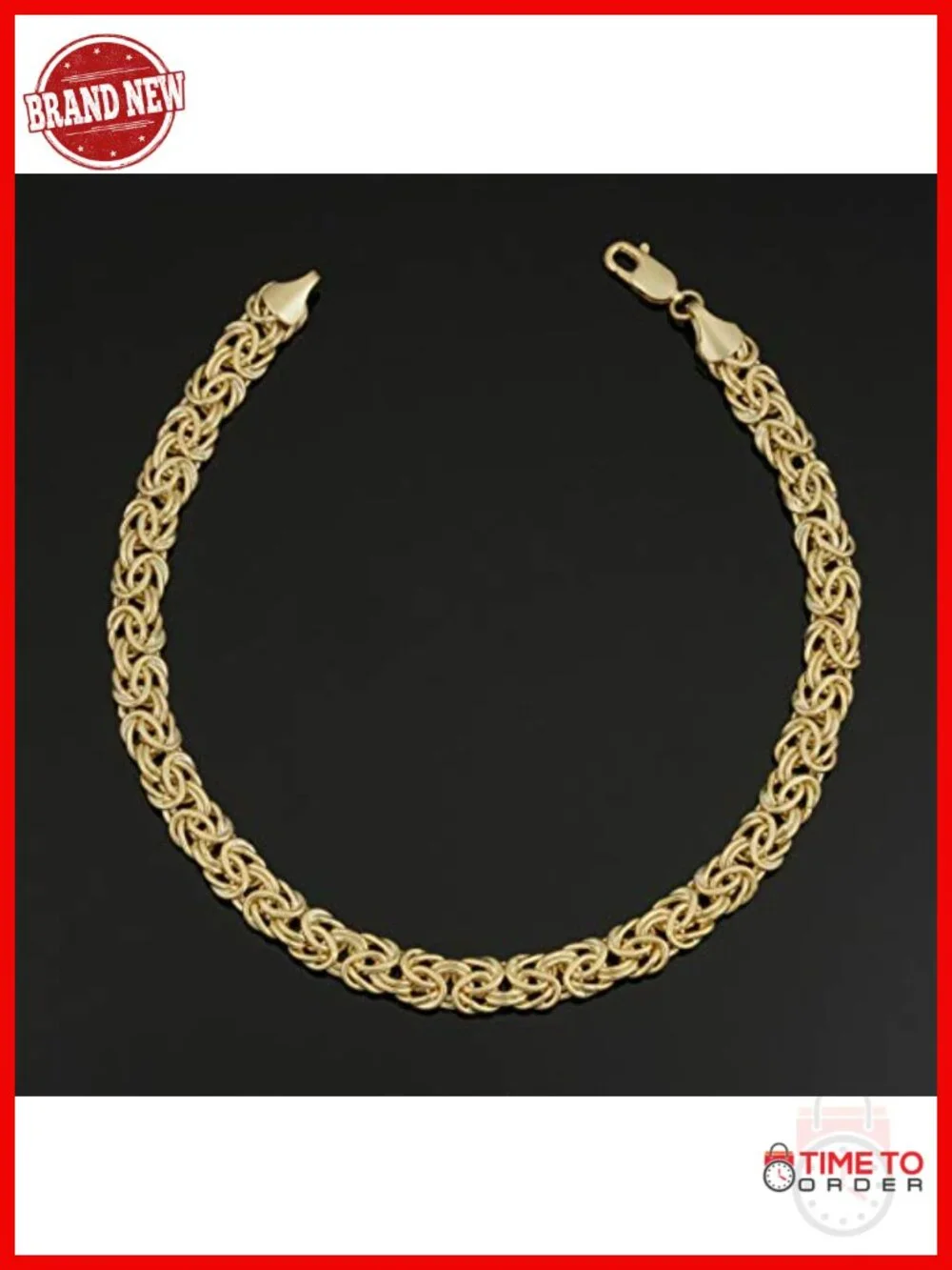 Solid 14k Yellow Gold Filled 6mm Byzantine Chain Bracelet Lobster Claw